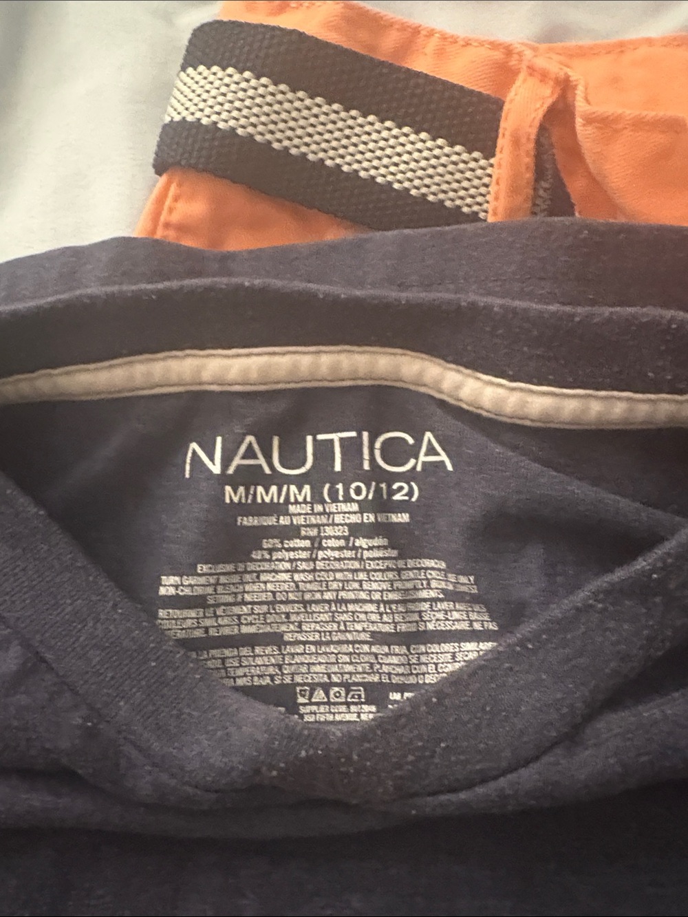 Nautica Navy Shirt with Orange Trim